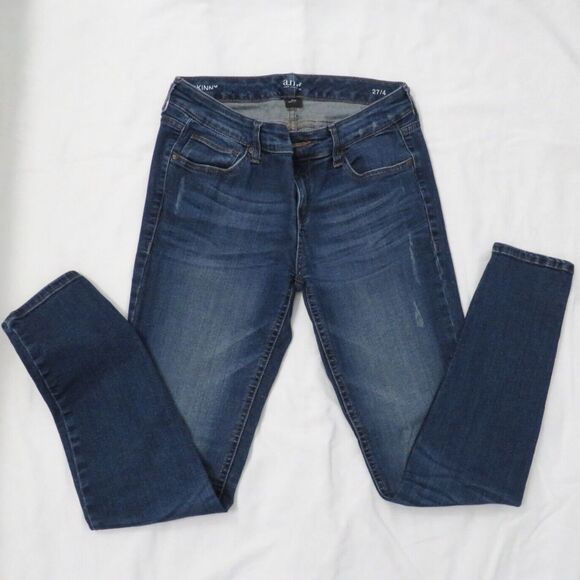 A.N.A. Cotton Blend Stretch Distressed Denim Skinny Jeans Size 27/4 Medium Wash - Picture 3 of 14